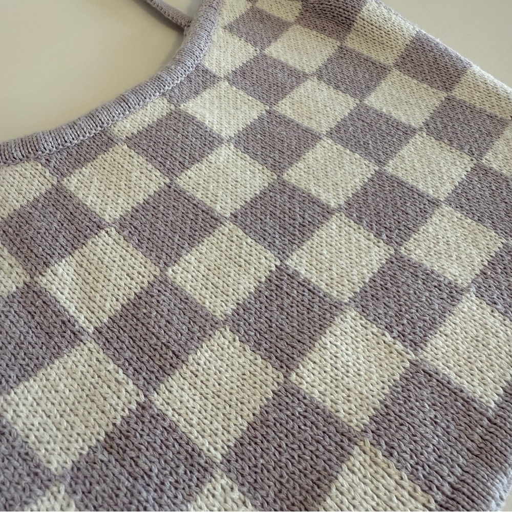 Aeropostale Lavender Checkered Crop Sweater Cami - Picture 6 of 10